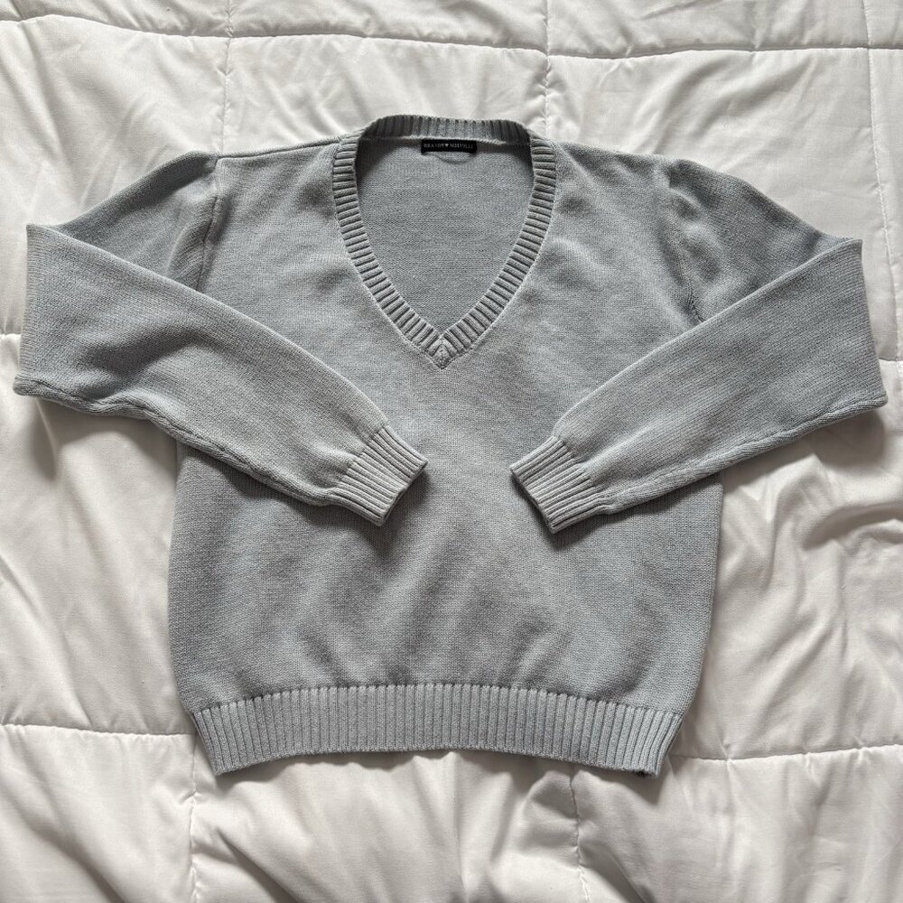 Brandy Melville Womens Sweater Blue V Neck Winter Fall Coquette Dreamcore Girly